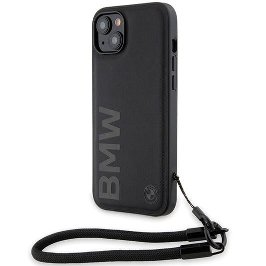 Hoes voor Apple iPhone 15 Plus, BMW, Signature Wordmark Cord, Zwart