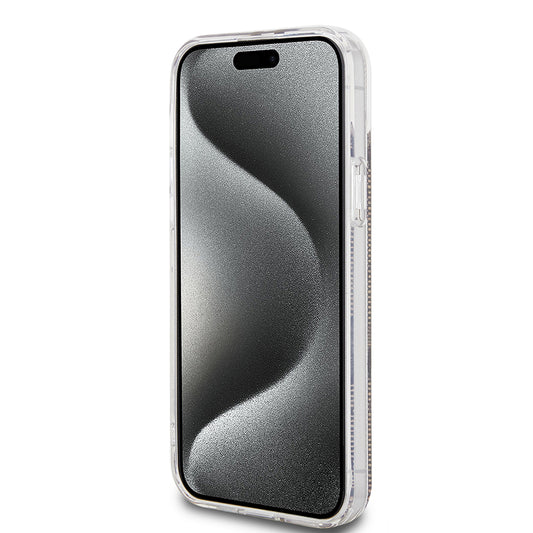 Hoes voor Apple iPhone 15 Plus, Guess, IML 4G Gold Stripe, Bruin