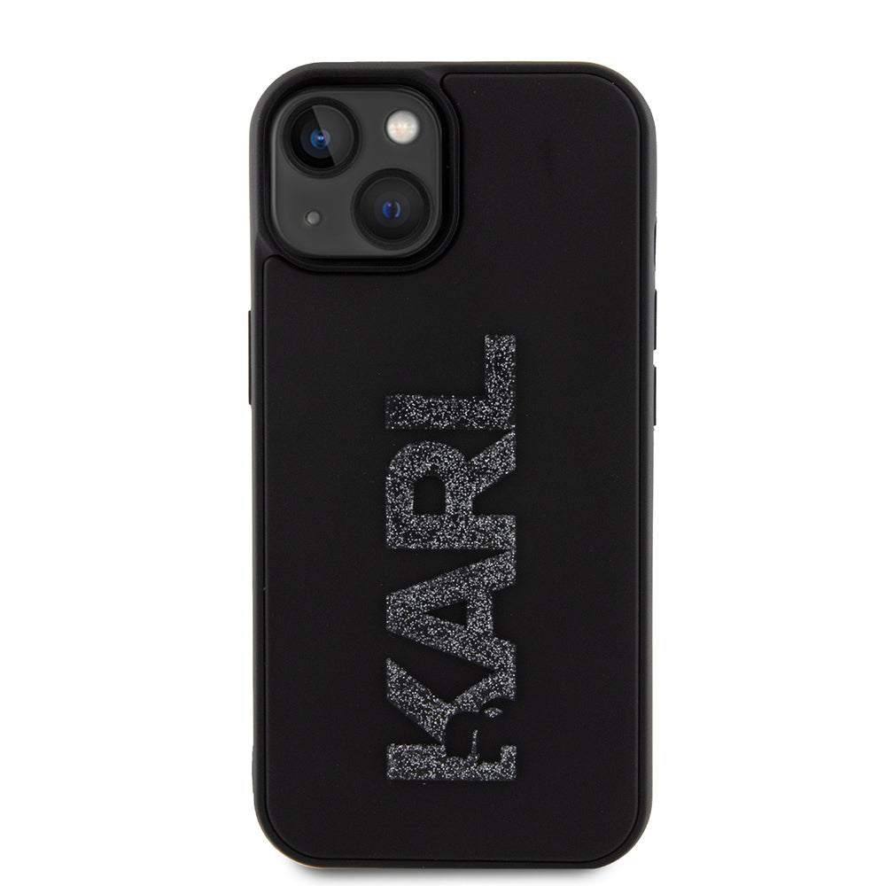 Hoes voor Apple iPhone 15 Plus, Karl Lagerfeld, 3D Rubber Glitter Logo, Zwart