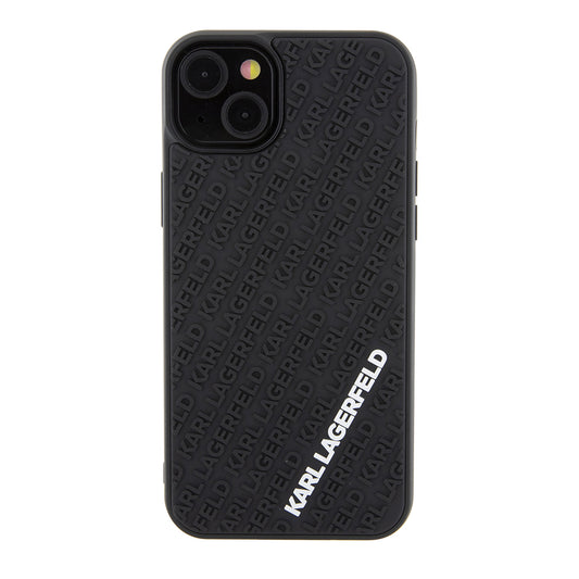 Hoes voor Apple iPhone 15 Plus, Karl Lagerfeld, 3D Rubber Multi Logo, Zwart
