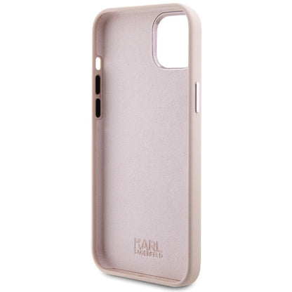 Hoes voor Apple iPhone 15 Plus, Karl Lagerfeld, Silicone Choupette Metal, Roze