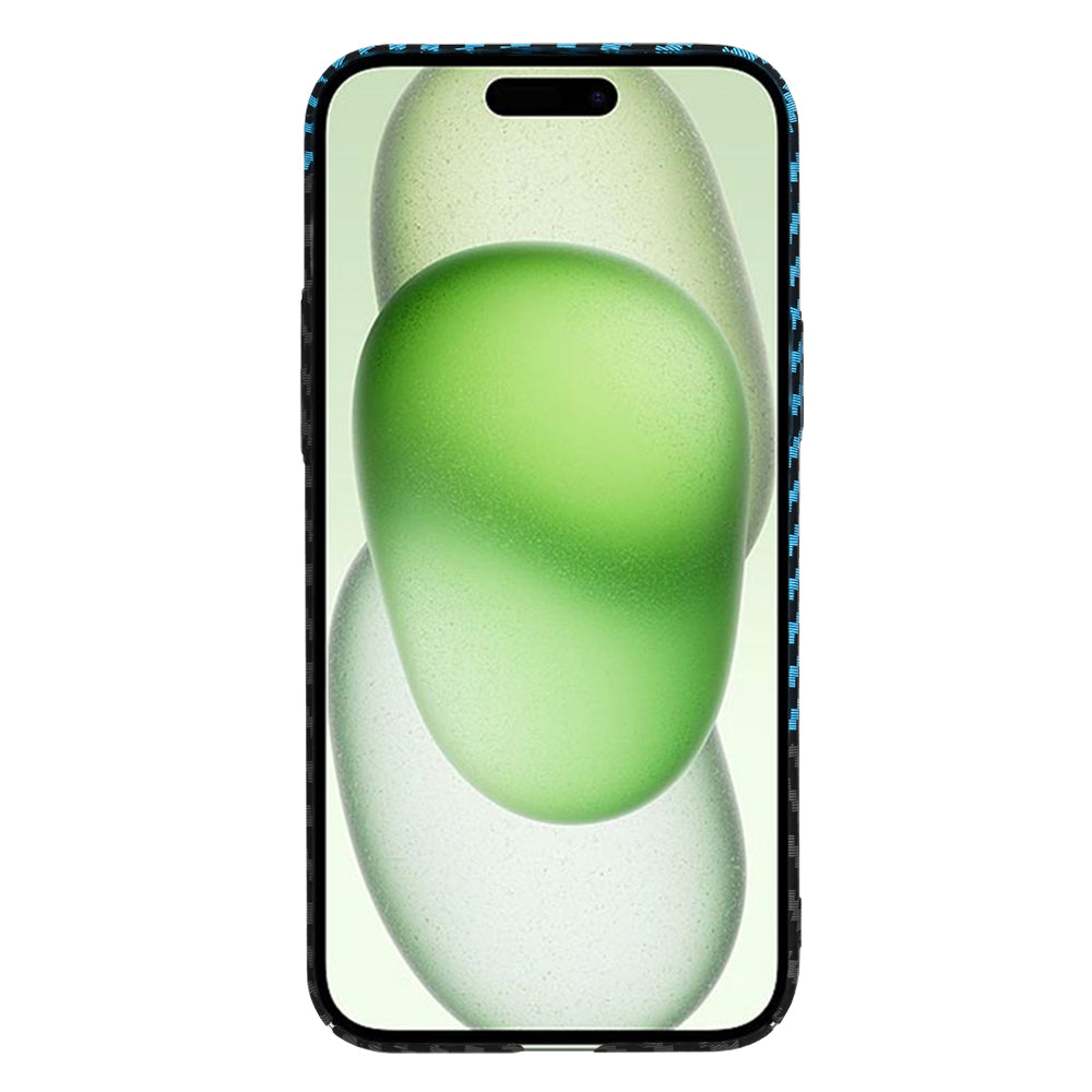 Hoesje voor Apple iPhone 15 Plus, Techsuit, Carbonite FiberShell, Zwart Bleu