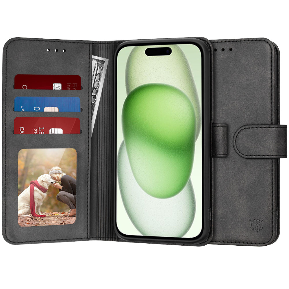 Hoes voor Apple iPhone 15 Plus, Techsuit, Diary Book, Zwart