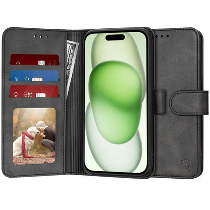 Hoes voor Apple iPhone 15 Plus, Techsuit, Diary Book, Zwart