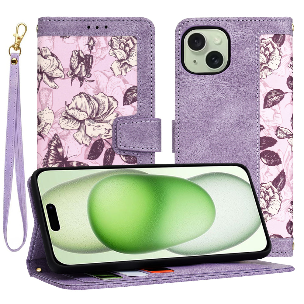 Hoes voor Apple iPhone 15 Plus, Techsuit, FlipCraft, Paars