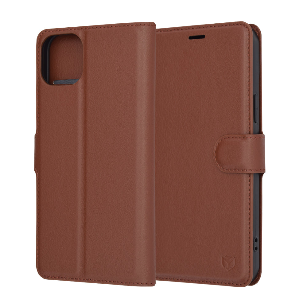 Hoes voor Apple iPhone 15 Plus, Techsuit, Leather Folio, Bruin