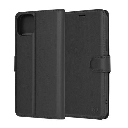 Hoes voor Apple iPhone 15 Plus, Techsuit, Leather Folio, Zwart