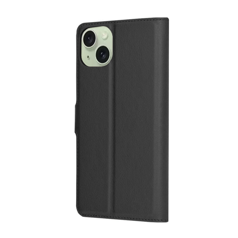 Hoes voor Apple iPhone 15 Plus, Techsuit, Leather Folio, Zwart