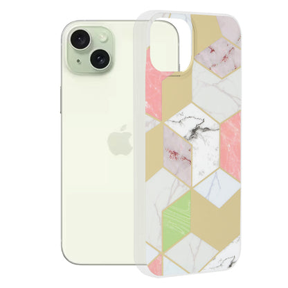 Hoes voor Apple iPhone 15 Plus, Techsuit, Marble, Paars