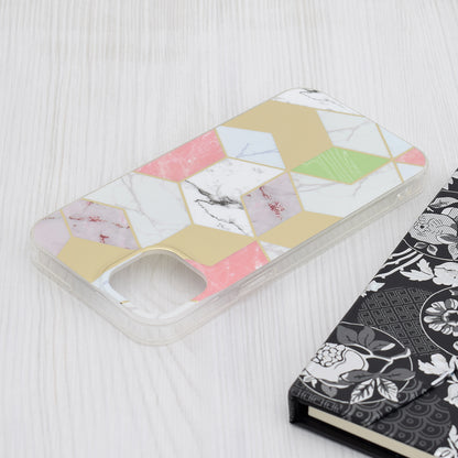 Hoes voor Apple iPhone 15 Plus, Techsuit, Marble, Paars