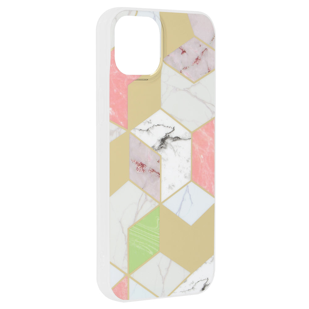 Hoes voor Apple iPhone 15 Plus, Techsuit, Marble, Paars