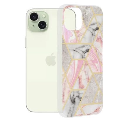Hoes voor Apple iPhone 15 Plus, Techsuit, Marble, Roze