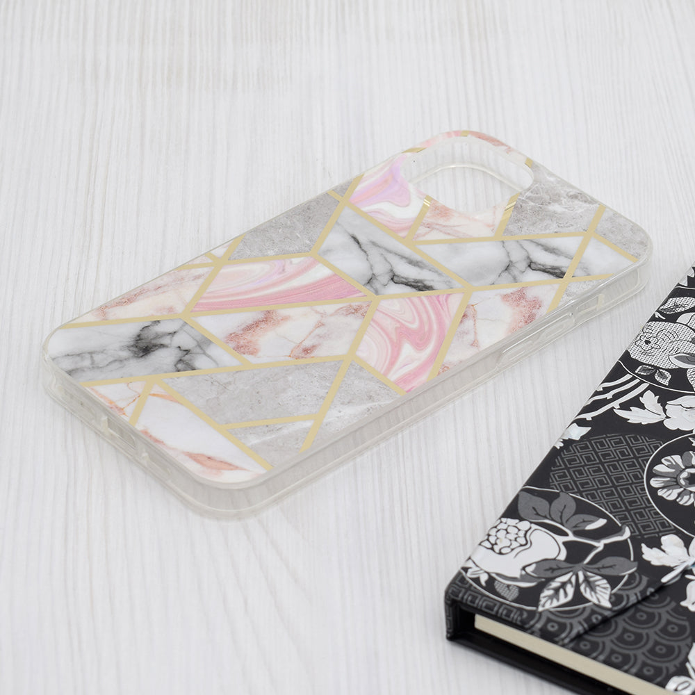 Hoes voor Apple iPhone 15 Plus, Techsuit, Marble, Roze