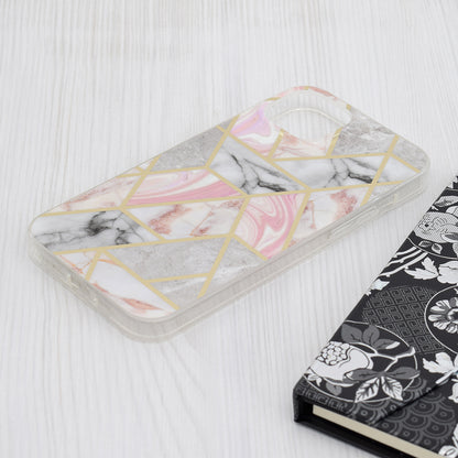 Hoes voor Apple iPhone 15 Plus, Techsuit, Marble, Roze