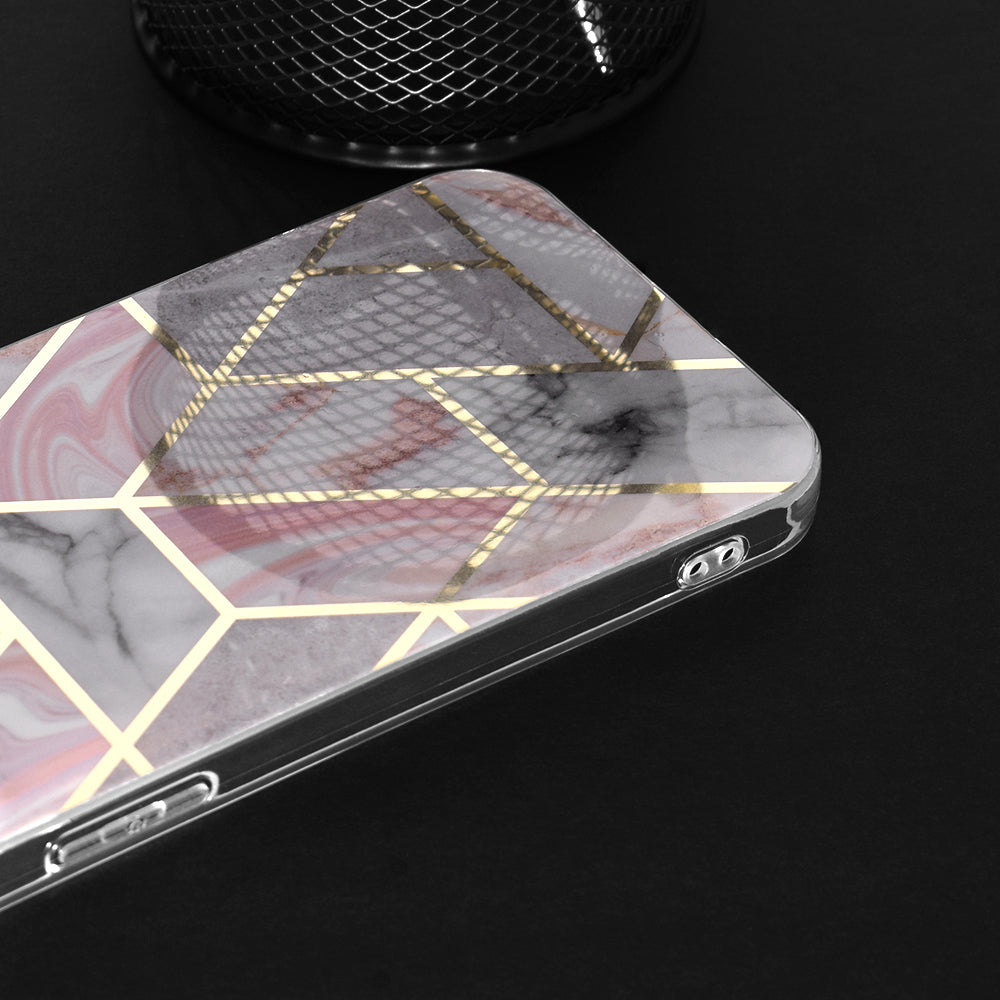 Hoes voor Apple iPhone 15 Plus, Techsuit, Marble, Roze