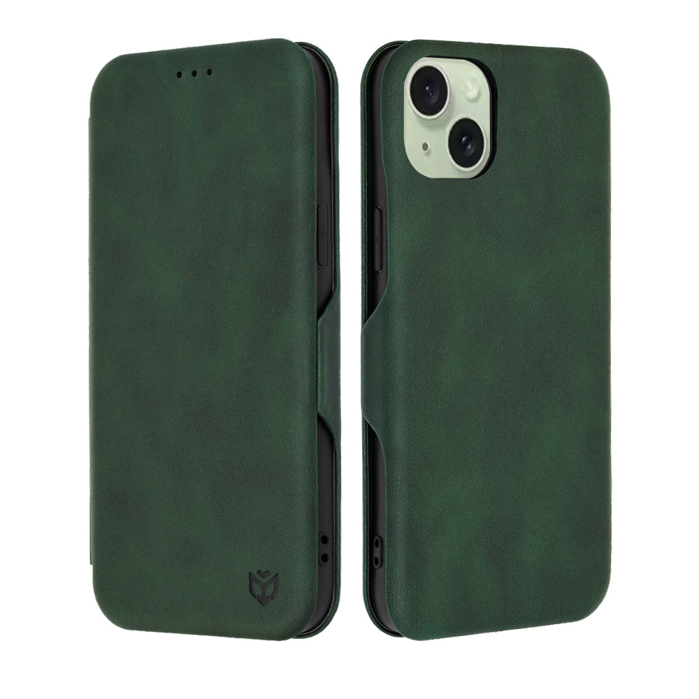 Hoes voor Apple iPhone 15 Plus, Techsuit, Safe Wallet Plus, Groen