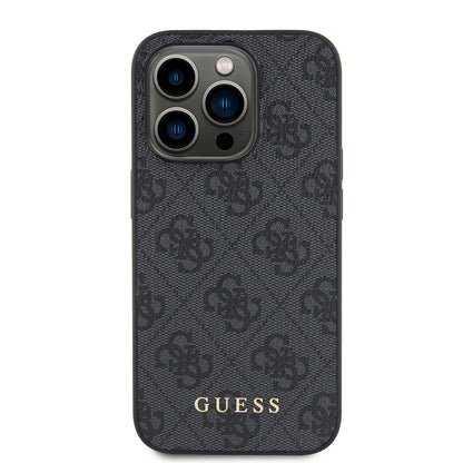Case for Apple iPhone 15 Pro, Guess, 4G Metal Gold Logo, Grey