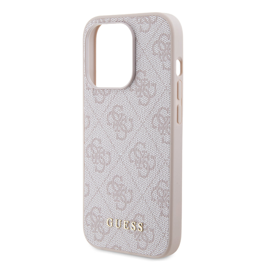 Hoesje voor Apple iPhone 15 Pro, Guess, 4G Metal Gold Logo, Roze