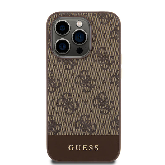 Hoes voor Apple iPhone 15 Pro, Guess, 4G Stripe, Bruin