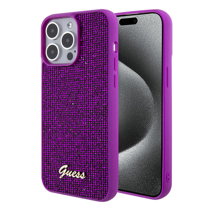 Hoes voor Apple iPhone 15 Pro, Guess, Disco Metal Script, Fuchsia