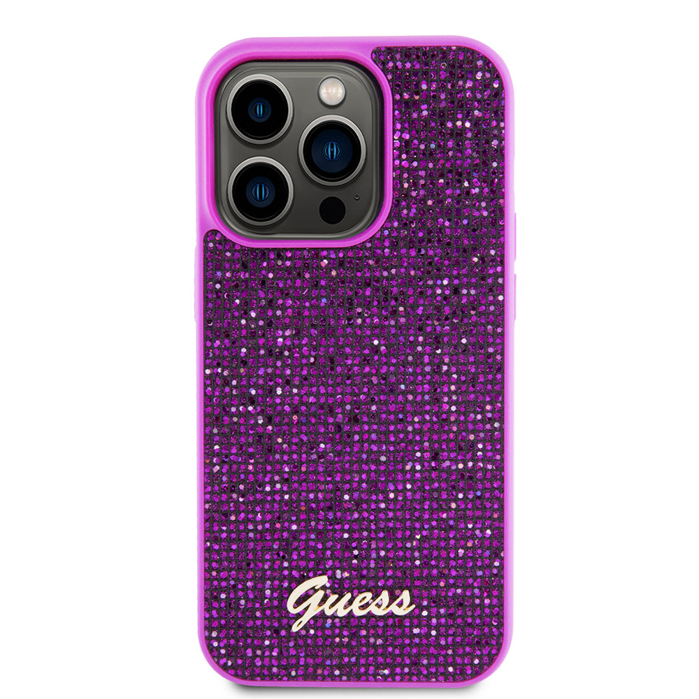Hoes voor Apple iPhone 15 Pro, Guess, Disco Metal Script, Fuchsia