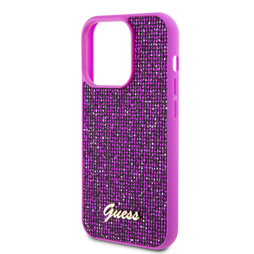 Hoes voor Apple iPhone 15 Pro, Guess, Disco Metal Script, Fuchsia
