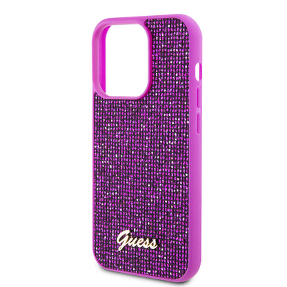 Hoes voor Apple iPhone 15 Pro, Guess, Disco Metal Script, Fuchsia