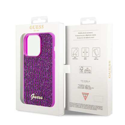 Hoes voor Apple iPhone 15 Pro, Guess, Disco Metal Script, Fuchsia