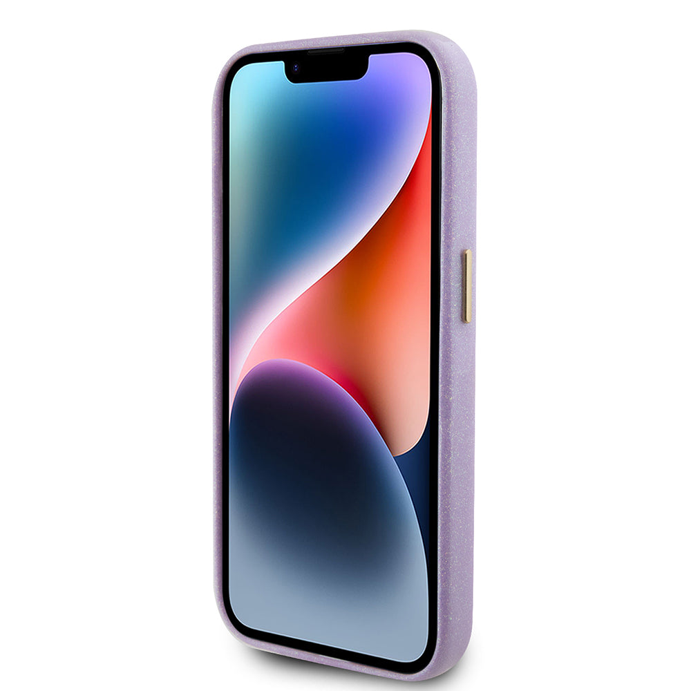 Hoes voor Apple iPhone 15 Pro, Guess, Glitter Glossy Script, Lichtpaars