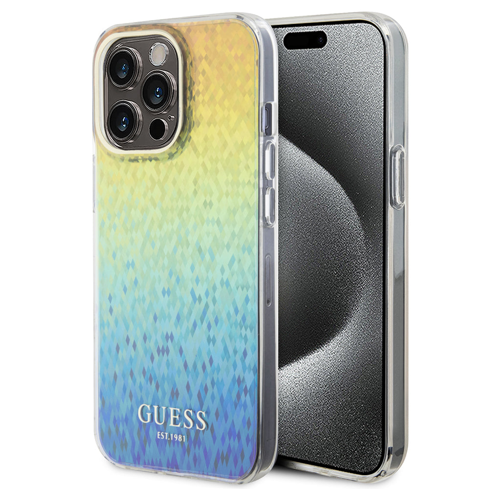 Hoesje voor Apple iPhone 15 Pro, Guess, IML Faceted Mirror Disco Iridescent, Meerkleurig