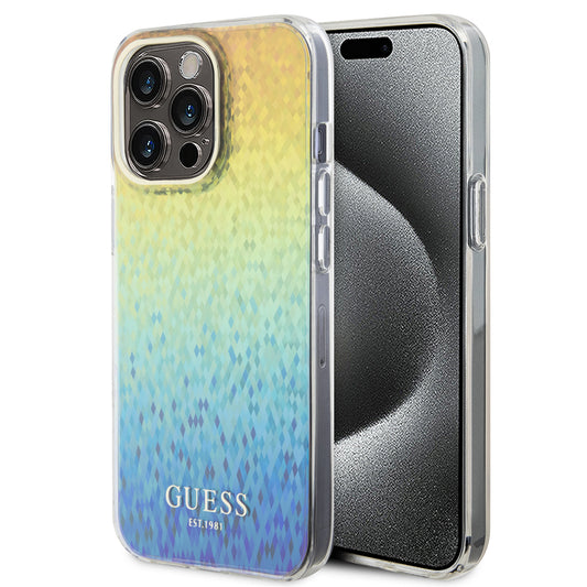 Hoesje voor Apple iPhone 15 Pro, Guess, IML Faceted Mirror Disco Iridescent, Meerkleurig