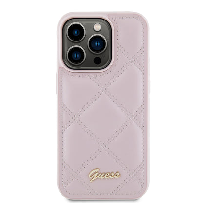 Case for Apple iPhone 15 Pro, Guess, Quilted Metal Logo, Pink