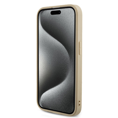 Hoes voor Apple iPhone 15 Pro, Guess, Saffiano Iridescent Script, Goud