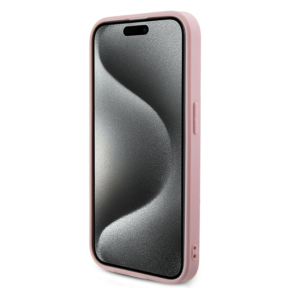Hoes voor Apple iPhone 15 Pro, Guess, Saffiano Iridescent Script, Roze