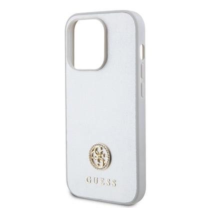 Hoes voor Apple iPhone 15 Pro, Guess, Strass Metal Logo, Zilverkleurig