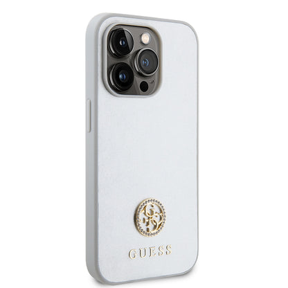 Hoes voor Apple iPhone 15 Pro, Guess, Strass Metal Logo, Zilverkleurig
