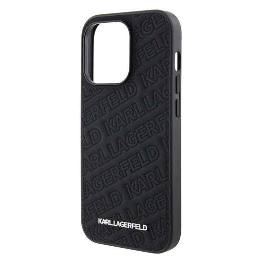 Hoes voor Apple iPhone 15 Pro, Karl Lagerfeld, Diagonal Quilted K Pattern, Zwart
