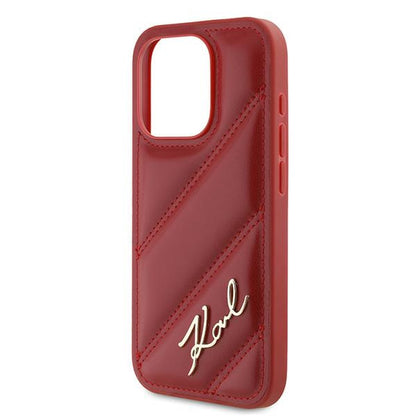 Hoes voor Apple iPhone 15 Pro, Karl Lagerfeld, Diagonal Quilted Script, Roze