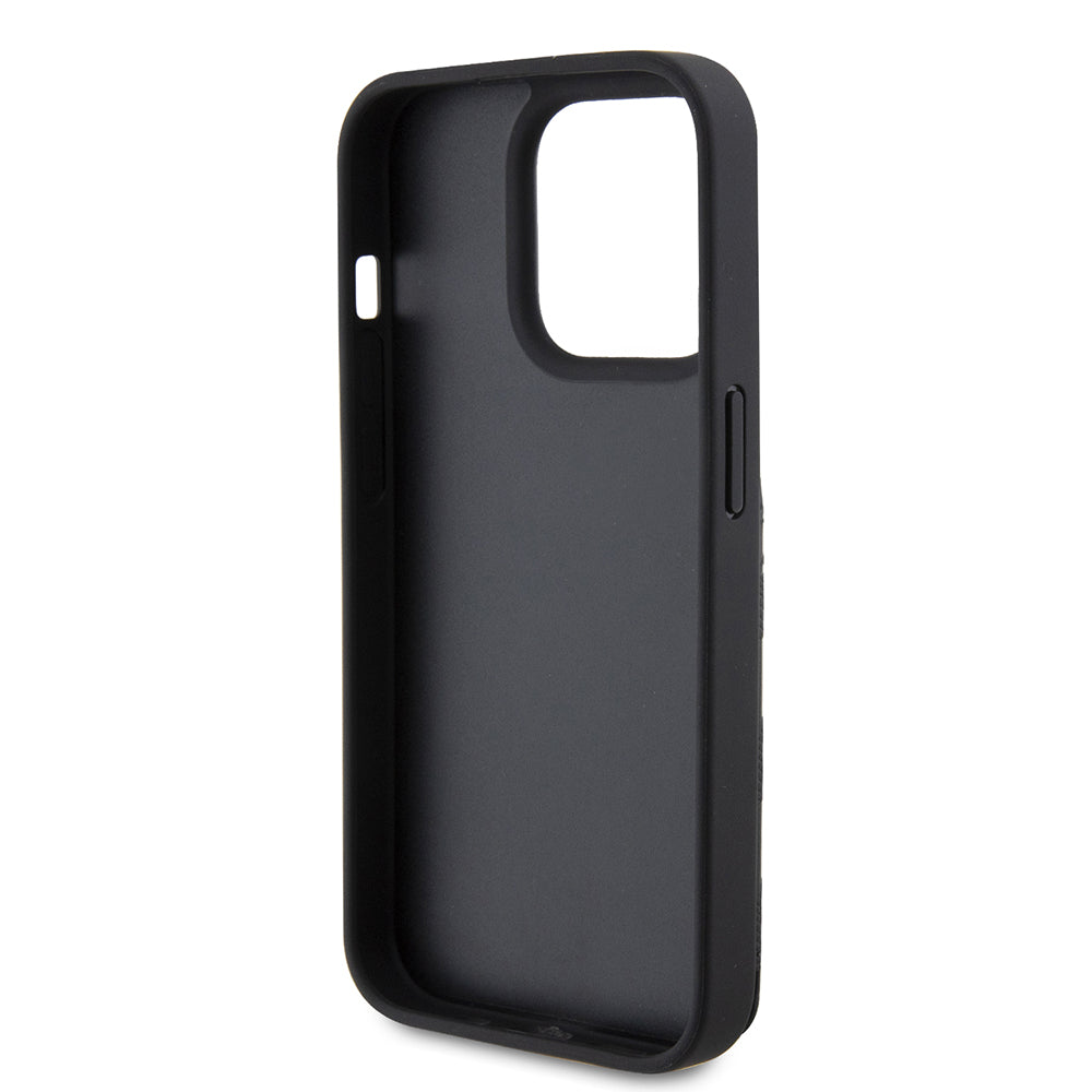 Hoes voor Apple iPhone 15 Pro, Karl Lagerfeld, Saffiano Cardslots en Stand Monogram Choupette, Zwart