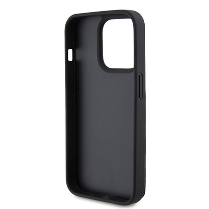 Hoes voor Apple iPhone 15 Pro, Karl Lagerfeld, Saffiano Cardslots en Stand Monogram Choupette, Zwart