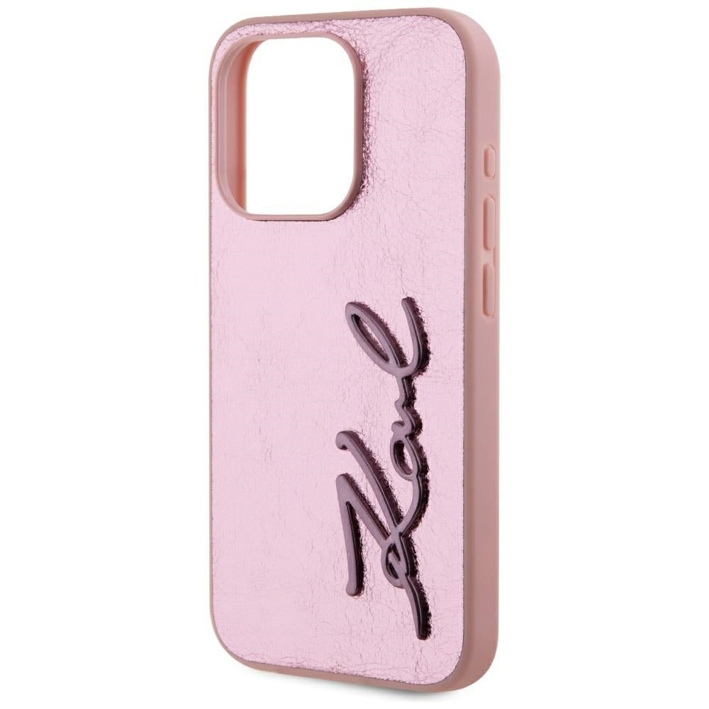 Case for Apple iPhone 15 Pro, Karl Lagerfeld, Metal Signature, Pink