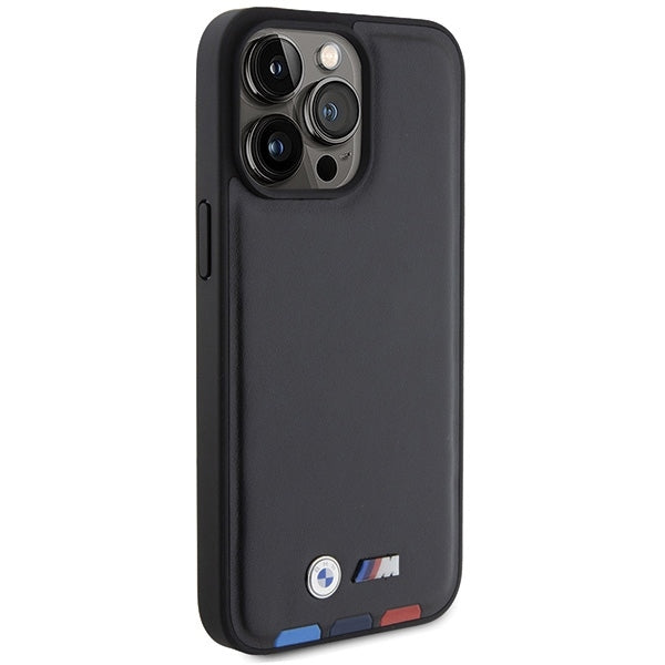 Hoes voor Apple iPhone 15 Pro Max, BMW, Stamp Tricolor, Zwart