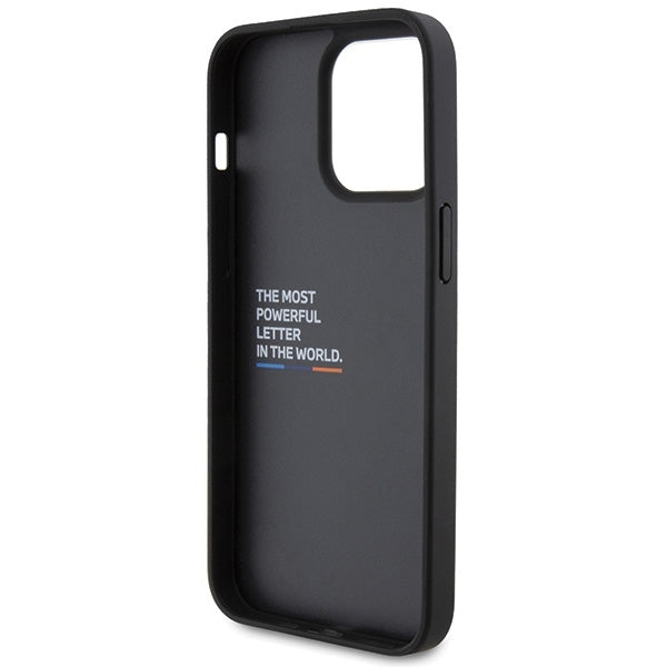 Hoes voor Apple iPhone 15 Pro Max, BMW, Stamp Tricolor, Zwart