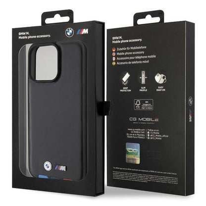 Hoes voor Apple iPhone 15 Pro Max, BMW, Stamp Tricolor, Zwart