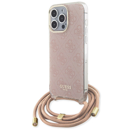 Hoes voor Apple iPhone 15 Pro Max, Guess, Crossbody Cord 4G Print, Roze