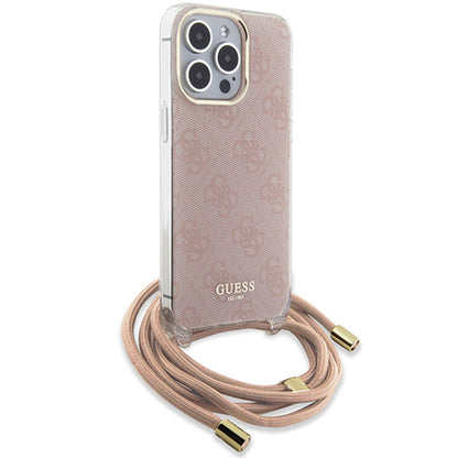 Hoes voor Apple iPhone 15 Pro Max, Guess, Crossbody Cord 4G Print, Roze