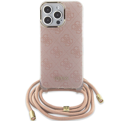Hoes voor Apple iPhone 15 Pro Max, Guess, Crossbody Cord 4G Print, Roze