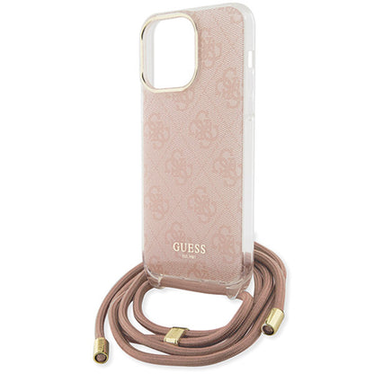 Hoes voor Apple iPhone 15 Pro Max, Guess, Crossbody Cord 4G Print, Roze