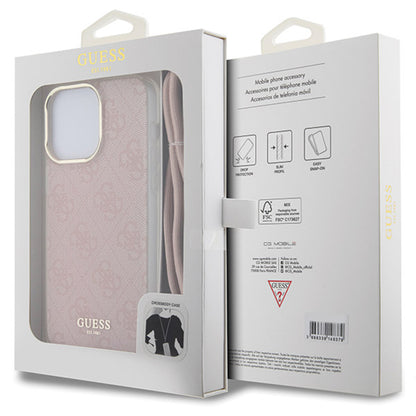 Hoes voor Apple iPhone 15 Pro Max, Guess, Crossbody Cord 4G Print, Roze