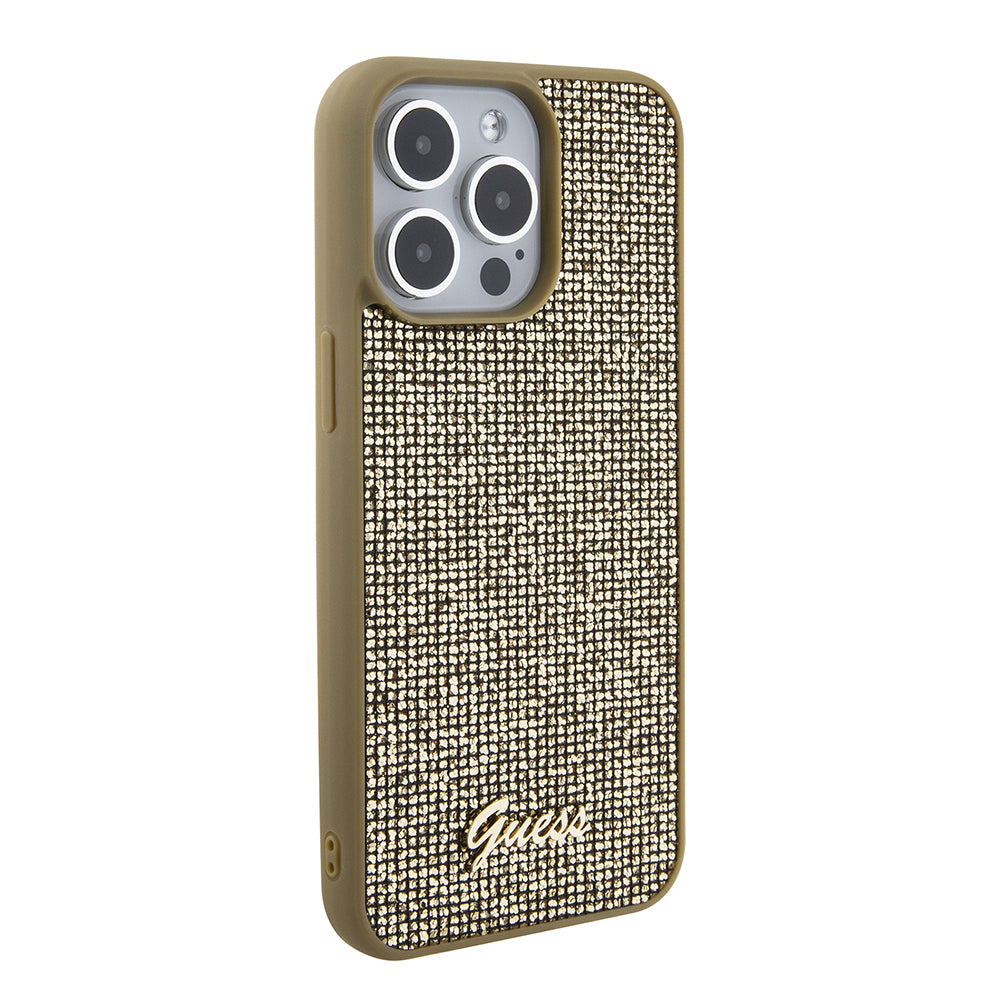 Hoes voor Apple iPhone 15 Pro Max, Guess, Disco Metal Script, Goud